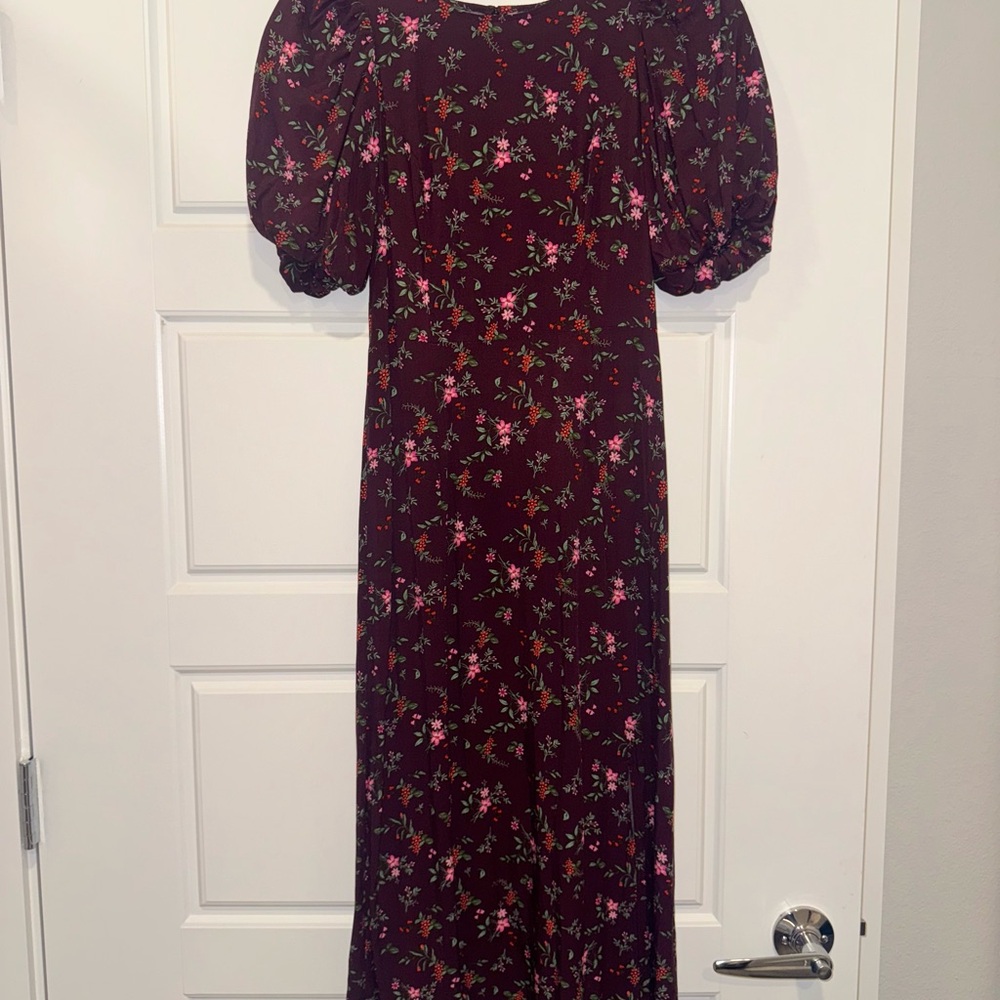Old Navy Burgundy Floral Long Sleeve Dress